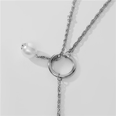 Кулон «Эстетика» на кольце, цвет белый в серебре, L=76 см