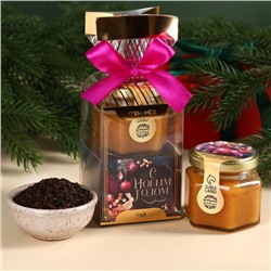 Подарочный набор «С Новым годом»: чай 50 г., крем-мёд с грецким орехом, 120 г.
