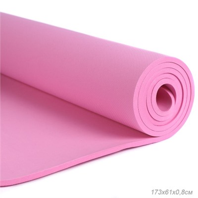 Коврик для йоги и фитнеса спортивный гимнастический EVA 8мм. 173х61х0,8 цвет: розовый / YM-EVA-8P / уп 20