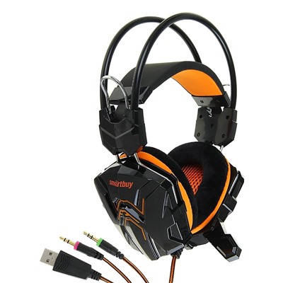 Компьютерная гарнитура Smart Buy SBHG-1100 RUSH SNAKE игровая (black/orange)