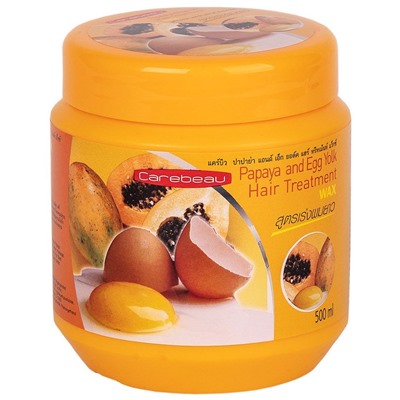 Восстанавливающая маска для волос ПАПАЙЯ И ЯИЧНЫЙ ЖЕЛТОК Carebeau Hair Treatment Papaya & Egg Yolk, 500 мл. Таиланд