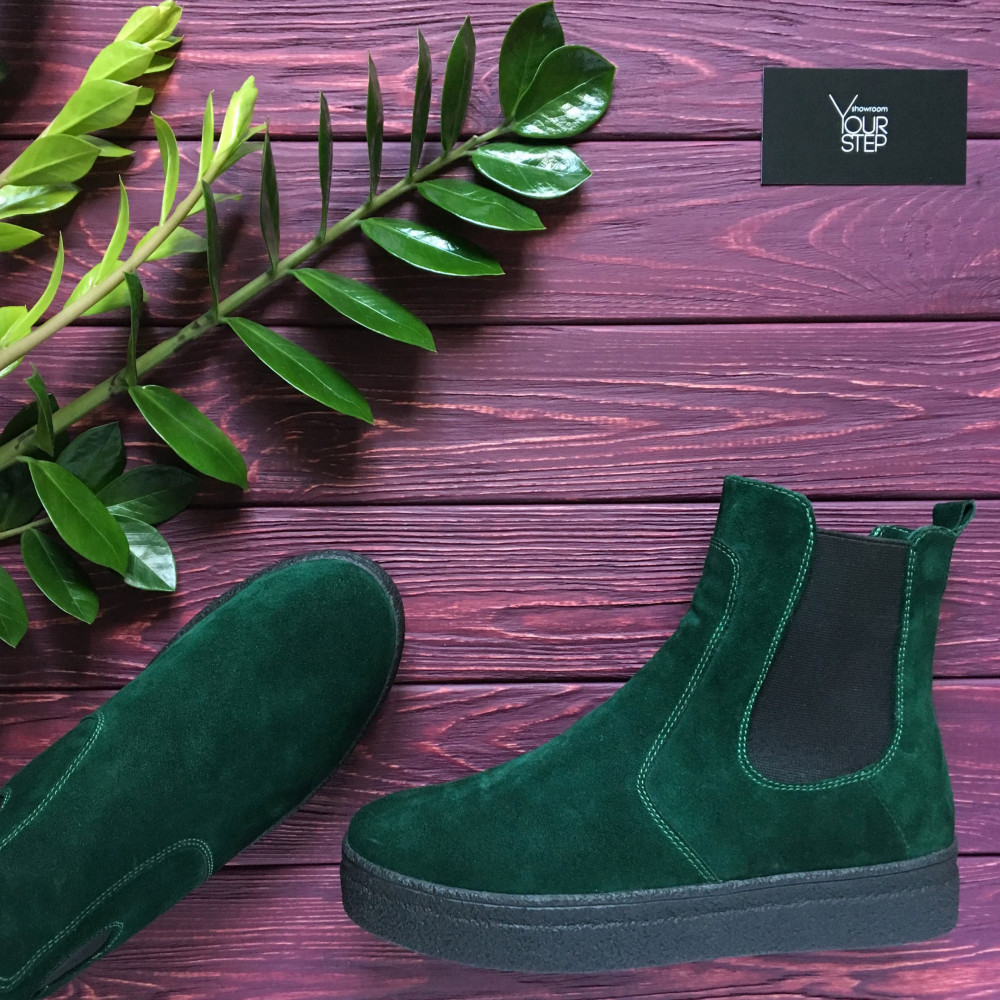 Ботинки замшевые зеленые белвест