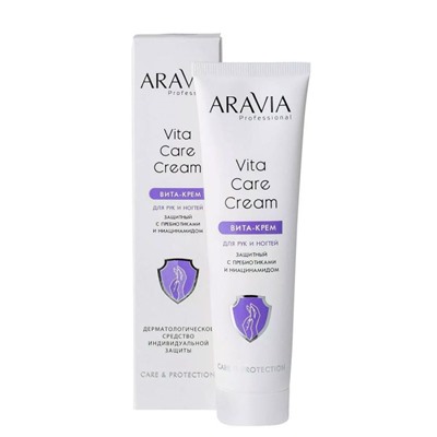 Aravia Крем для рук и ногтей защитный с пребиотиками и ниацинамидом / Vita Care Cream, 100 мл