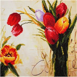 Алмазная картина на подрамнике Тюльпаны 40х40