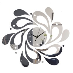 Часы-наклейка "Капли", 45 х 45 см, 1 АА, серебро