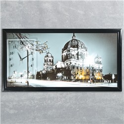 Часы-картина настенные, серия: Город, "Ночной Берлин", 50 х 100 см