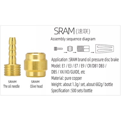 Набор оливка+игла SRAM для гидролиний гидравлических тормозов, 500 штук в банке.