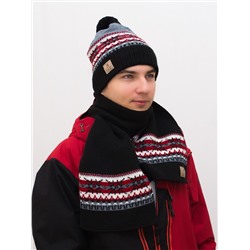 Комплект зимний мужской шапка+шарф Гарри (Цвет красный), размер 58-60