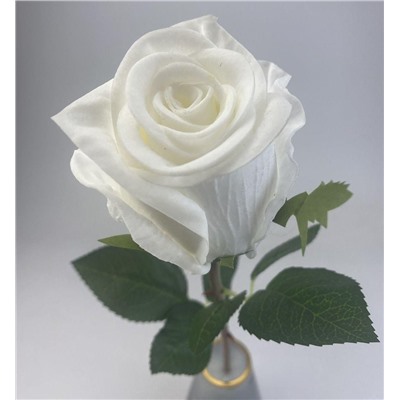 Роза силиконовая ароматизированная 55см, цвет белый