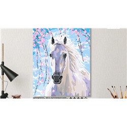 Картина по номерам на холсте 50х40 см. «Белая лошадь». TM Selfica