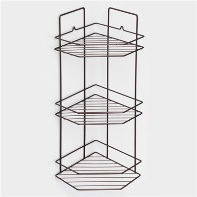 Полка угловая для ванной 3-х ярусная «Эконом», 220×220×600 мм, цвет медная искра