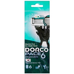 DORCO Бритвенный одноразовый станок PACE6 1шт., плавующая головка с 6лезвиями и увлажняющей полосой, прорезиненная ручка (Ю.Корея)