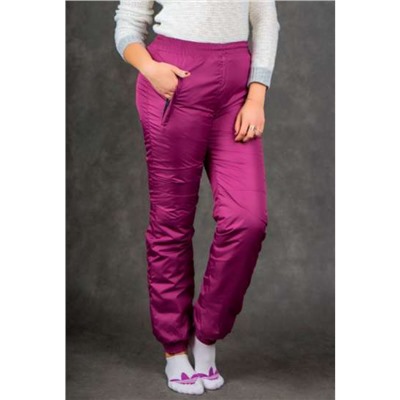 Утепленные женские брюки на манжете по щиколотке, цвет- брусничный