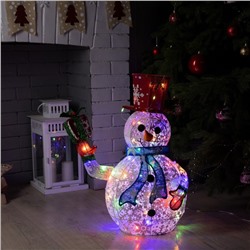 Светодиодная фигура «Снеговик» 33 × 65 × 27 см, металл, текстиль, 220 В, свечение мульти