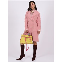 Пальто шерстяное розовое с бахромой Belli
