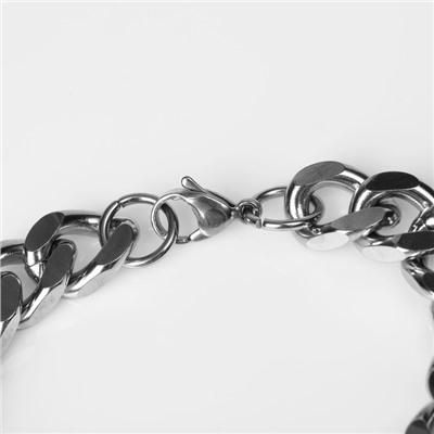 Браслет мужской "Стальной" утолщённая цепь, цвет серебро, 20,5 см