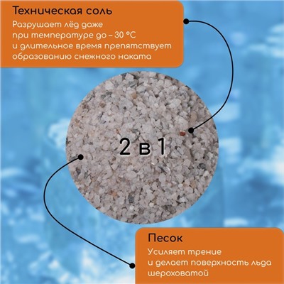 Реагент противогололёдный (пескосоль), 5 кг, работает при —30 °C, в пакете, Greengo