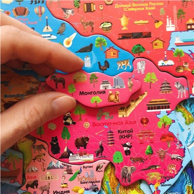 2 в 1: магнитный геопазл «Карта мира» + игровой набор «Животные мира»