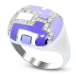 Серебряное кольцо с эмалью и куб.цирконием