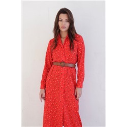 10960 Платье-рубашка с английским воротником красное