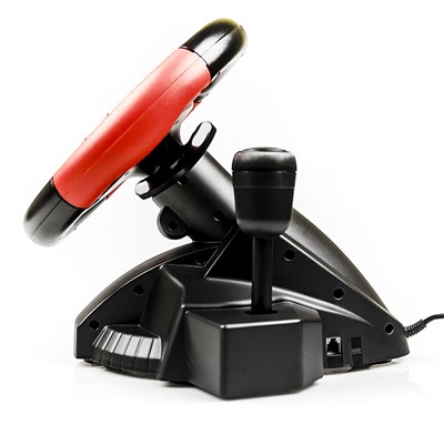 Игровой руль Dialog GW-125VR E-Racer - эф.вибрации, 2 педали, рычаг ПП, PC USB (black)