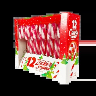 Новогодние тросточки Candy Canes Zuckerstangen со вкусом клубники (12 шт) 144 гр