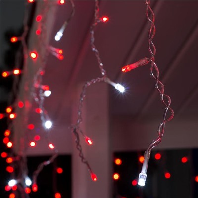 Гирлянда «Бахрома» 3 × 0.6 м, IP44, УМС, прозрачная нить, 160 LED, свечение красное, мерцание белым, 220 В