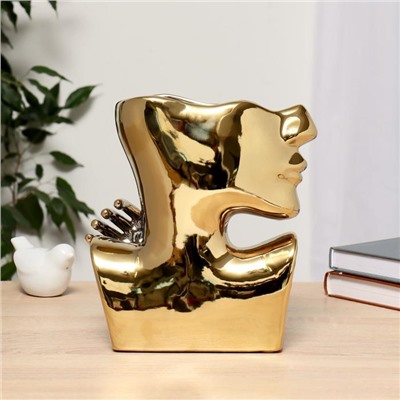 Ваза керамика "Утончённый профиль" 15х8х21 см, золото