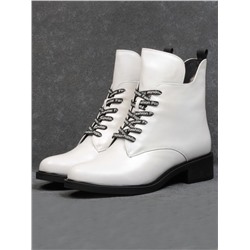 BW061-422D WHITE Ботинки зимние женские (натуральная кожа, натуральный мех) размер 36