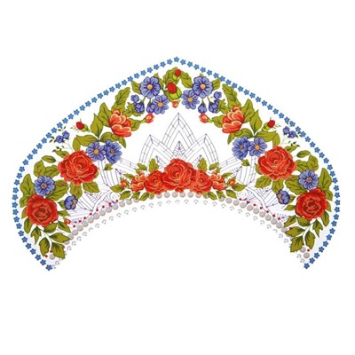 Термотрансфер «Павлопосадский», красно-синие цветы, набор 10 шт.