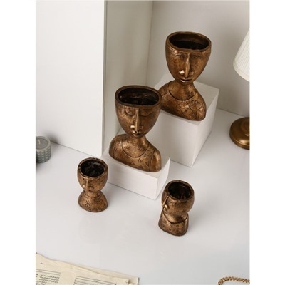 Набор ваз декоративных "Голова", полистоун, 27 см, 4 шт, золото, Иран, 1 сорт
