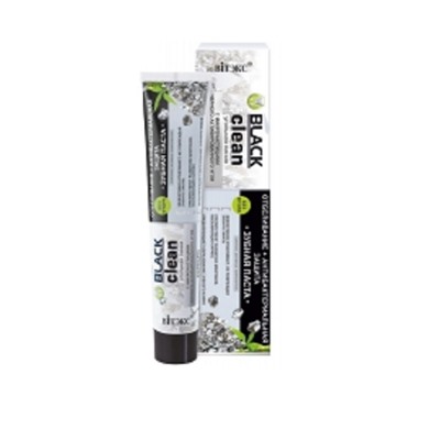 Black Clean Зубная паста Отбеливание + Антибактериальная защита с микрочастицами черного активированного угля и серебром,гелевая 85г