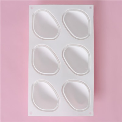Форма для муссовых десертов и выпечки Доляна «Стоун», 30×18×3 см, 6 ячеек (9,5×7 см), цвет белый