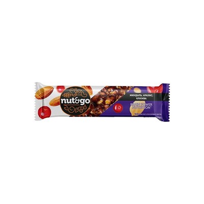 «Nut&Go», батончик Миндаль, арахис, клюква, 50 г (упаковка 18 шт.)