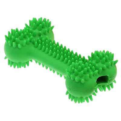 "Пэт тойс (Pet toys)" Игрушка для собаки "Косточка с шипами" 12х6см h4,3см, резиновая, на картоне, цвета в ассортименте: синий, зеленый, коралловый (Китай)