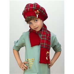 Комплект осенний для девочки берет+шарф Куколка (Цвет красный) разные куклы, размер 52-54,  хлопок 95%