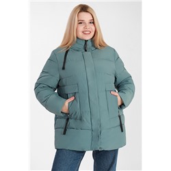 Куртка с капюшоном зимняя светло-бирюзового цвета