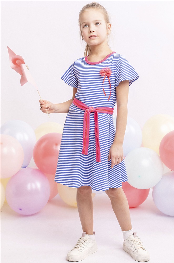 Модное полосатое платье для девочки заказать