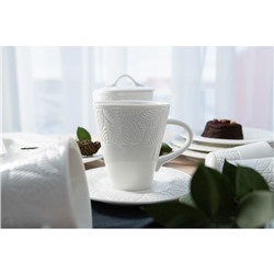 Чайная пара фарфоровая Magistro Сrotone, 2 предмета: чашка 220 мл, блюдце d=15 см, цвет белый