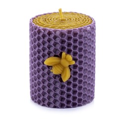 Свеча из натурального пчелиного воска с Пчёлкой фиолетовая