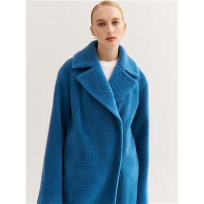 Синее пальто "кокон"