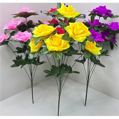 Цветок искусственный декоративный Роза крупная (7 бутонов) 60 см