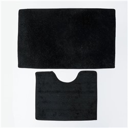 Набор ковриков для ванны и туалета «Лапша», 2 шт: 36×50, 50×75 см, цвет чёрный