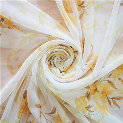 Комплект штор вуаль-печать лилии 100*180*2шт золото
