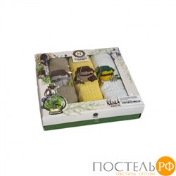 Набор полотенец кухонный NILTEKS "МЕД " вафля 40*60-3 шт. НМ 740 v8 беж/желт/белый