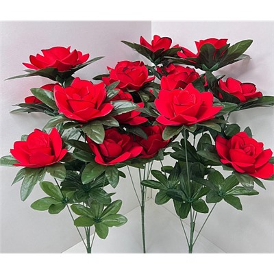 Цветы искусственные декоративные Розы красные (7 бутонов) 60 см