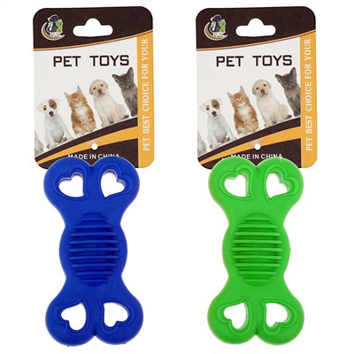 "Пэт тойс (Pet toys)" Игрушка для собаки "Косточка" 9,5х5см h2,5см, резиновая, на картоне, цвета в ассортименте: синий, зеленый (Китай)