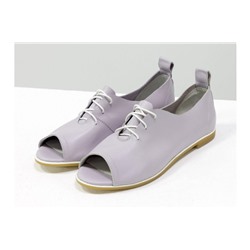 Невероятно легкие туфли с открытым носиком из натуральной кожи нежно лилового мерцающего цвета на светлой эластичной подошве, Т-17415-05