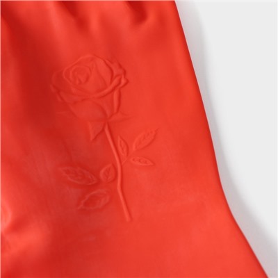 Перчатки хозяйственные латексные Доляна, размер L, 38 см, длинные манжеты, цвет красный