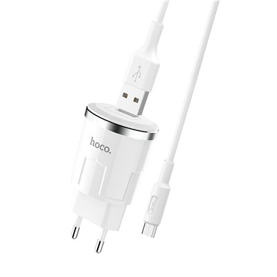 Адаптер Сетевой с кабелем Hoco C37A USB 2,4A/10W (USB/Micro USB) (white)